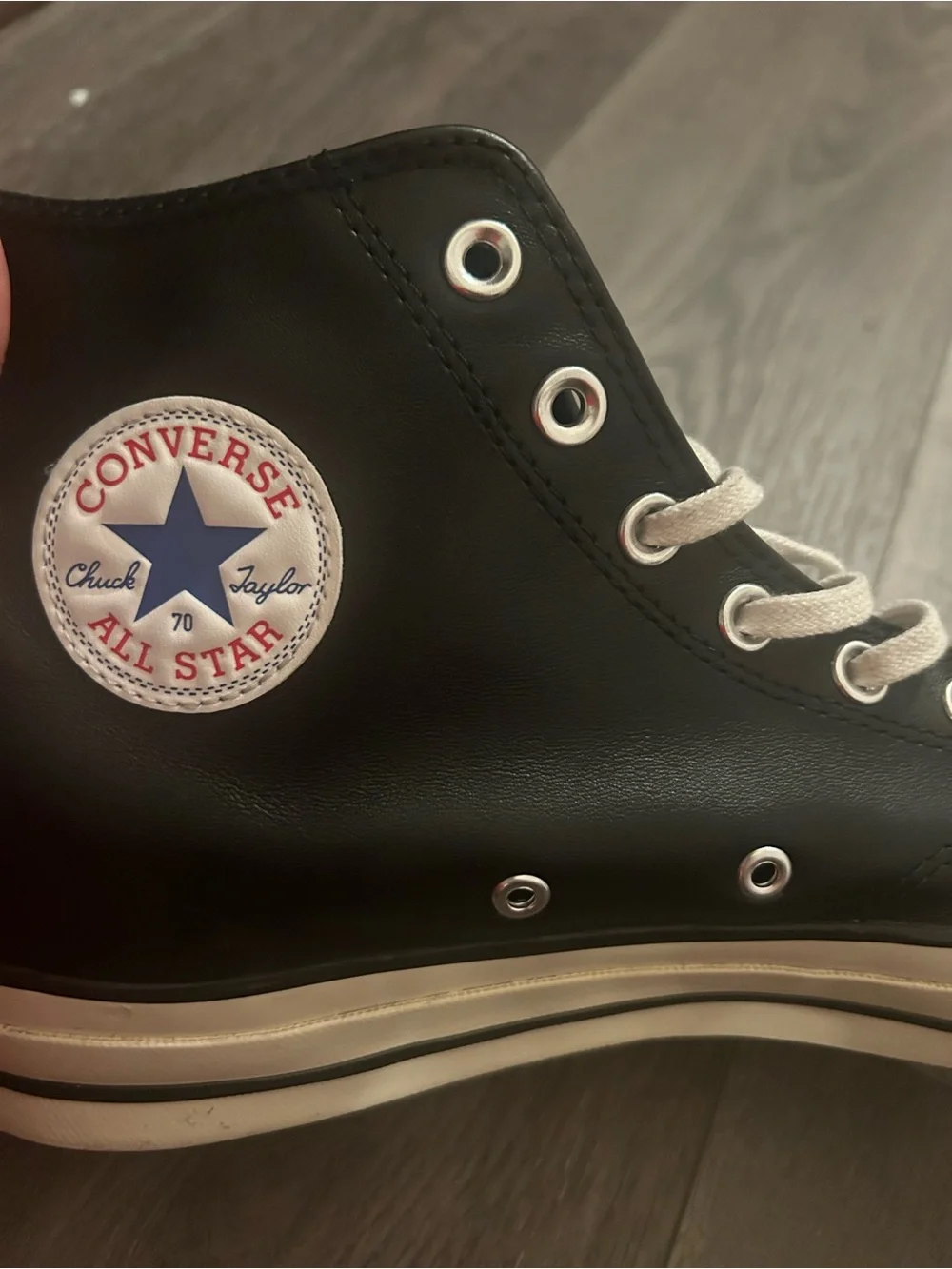 Men's Black Leather Converse All Star High Top Size 11.5